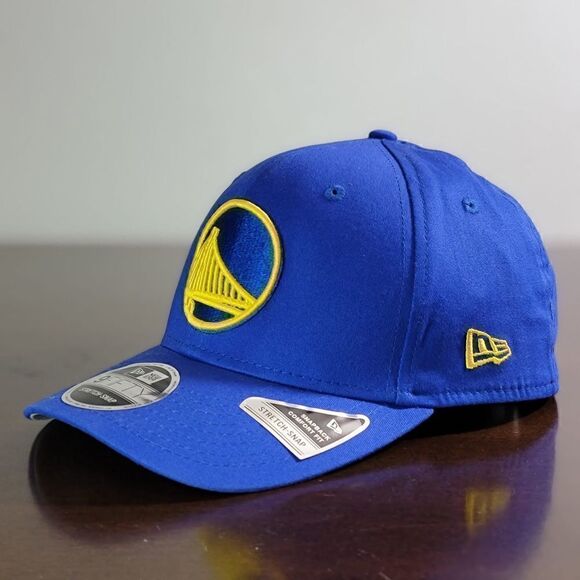 New Era NBA Golden State Warriors Stretch Snapback Dad Hat Cap Blue Gold Curry - Picture 2 of 12